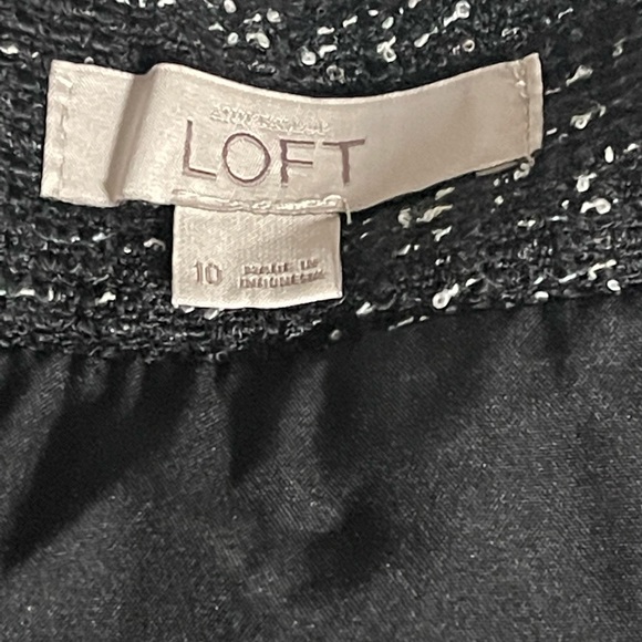 Loft black twill winter/fall skirt with fringe - Picture 5 of 6